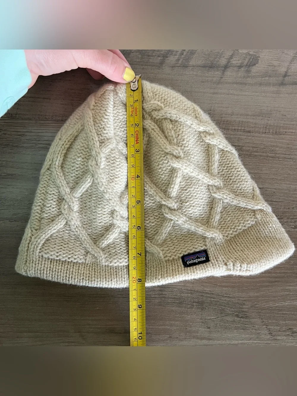 Patagonia Women’s Honeycomb Knit Beanie Cap White Birch Wool Blend Winter Hat